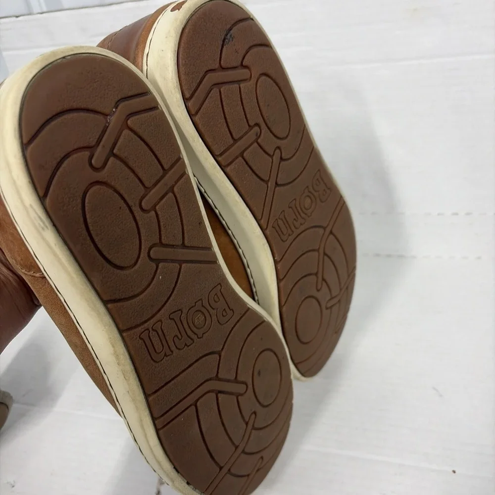 Born Mens 12M Brown Leather Lace Up Casual Sneakers Comfort Shoes BM0007-406 T17